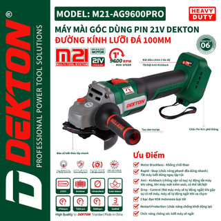 Máy Mài Dekton / M21- AG9600PRO/ Trang Bị Tính Năng [Drop-KickBack-RapidStop/Control] Chân Phổ Thông Makita