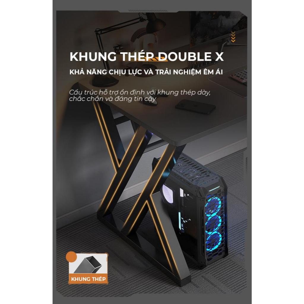 Bàn làm việc, bàn gaming chân sắt double X, double K 1m2 & 1m4 Nội Thất 5C Ethan bản nâng cấp, sắt hộp 20x40mm chắc chắn | BigBuy360 - bigbuy360.vn