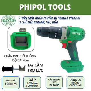 Thân máy khoan pin PH3025 đầu kẹp 13ly, tặng kèm tay cầm trợ lực