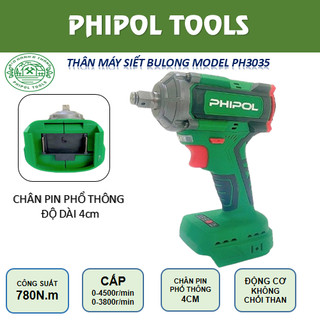 Thân máy bulong PH3035 lực siểt 780N.m, chân pin phổ thông, tặng kèm đầu bulong 22mm