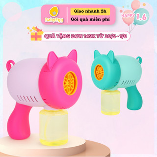 Súng bắn phun bong bóng màu hồng hình mèo thiên thần đồ chơi trẻ em bé trai bé gái  2 3 4 5 6 7 tuổi babyegg baby eg
