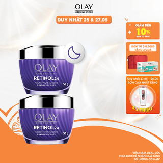 Combo 2: Kem Dưỡng Ẩm Ban Đêm OLAY RETINOL24 Giúp Trẻ Hóa Da & Mờ Nếp Nhăn 50G X2