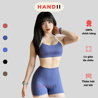 Sey Two Tone bộ đồ tập thể thao co giãn tốt, quần đùi áo bra yến sẵn mút đệm dày dặn"HANDII"