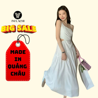Váy Đầm đi biển INFLACHI nữ đẹp 2 dây maxi dáng dài xòe khoét eo cổ vuông vintage bikini kiểu Hàn Quốc 8579 CT-52