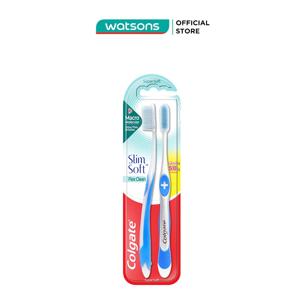 Bộ Bàn Chải Đánh Răng Colgate Flex Clean Slim Soft Twin Mềm Mại 2 Cây