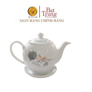 Ấm pha trà họa tiết hoa hồng, ấm uống tra gốm sứ Bát Tràng dung tích 500ml