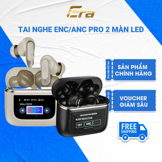 Tai nghe Pro 2 ANC ERA V8, Tai Nghe Bluetooth Không Dây Chống Ồn Có Màn Hình Doc Sạc Có Mic