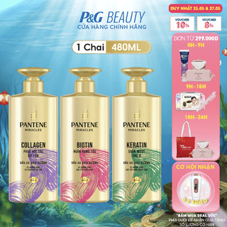 Dầu Xả PANTENE 3MM 3 Phút Diệu Kỳ Ngăn Rụng Tóc/Phục Hồi Hư Tổn/Suôn Mượt Óng Ả, Chai 480 Ml