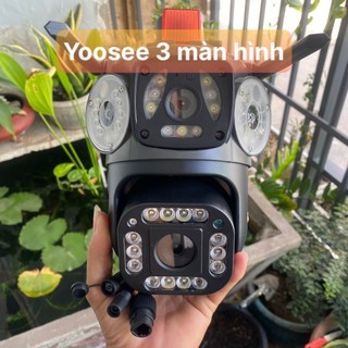   MẪU MỚI 2025  CAMERA YOOSEE 4 MẮT 3 MÀN HÌNH - FHD - NGOÀI TRỜI CHỐNG NƯỚC XOAY - CÓ ĐÈN BÁO ĐỘNG 