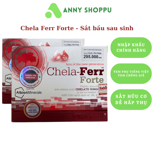 CHELA FERR FORTE Sắt Bầu Và Sau Sinh - Giúp bổ sung Sắt hữu cơ cho mẹ bầu hấp thụ tốt Chính hãng
