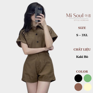 Set jumpsuit cổ sơ mi liền quần gập gấu misoul, bộ jumpsuit thời trang trendy 134