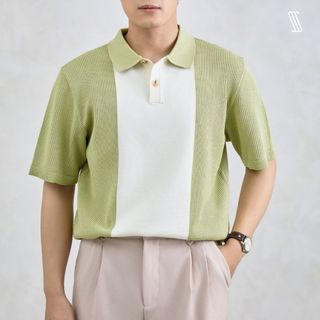 Áo polo dệt kim nam SSSTUTTER len phối hàn quốc KITH KNIT POLO