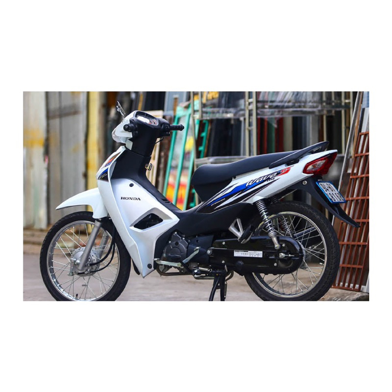 decal tem xe wave alpha 110-mẫu chế chỉ trắng xanh đen