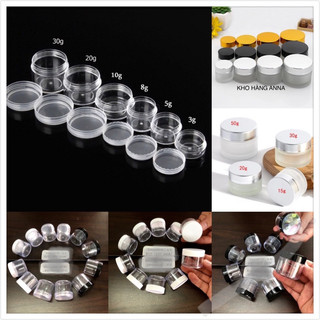 HỦ NHỰA TRONG SUỐT , NẮP ĐEN - Hủ nhỏ 3gr/ 5gr/ 10gr/ 20gr/ 30gr/ 50gr - Lọ đựng mỹ phẩm chất liệu NHỰA THUỶ TINH