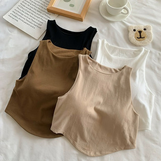 Áo thun sát nách ba lỗ dáng crop có đệm ngực vạt bầu