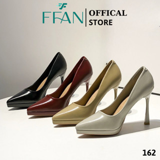 Giày nữ mũi nhọn gót nhọn đế đúp cao gót 10 phân 162 FFANSTORE, bít mũi da mềm mại big size màu đen be đỏ