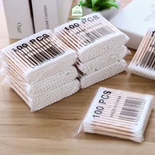 CCL045 - Túi 100c Bông Ngoáy Tai Vệ sinh tai Cán Gỗ - Giadungcamcam