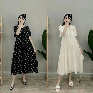 Váy bầu dài tay sơ mi dáng suông BAE1365 thiết kế thời trang cao cấp Mặc được sau sinh