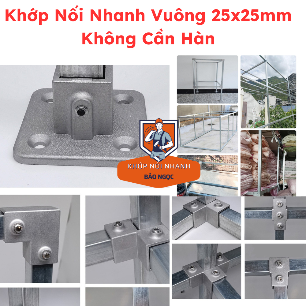 Khớp nối sắt hộp vuông khớp nối nhanh 25mmx25mm Khớp Nối Nhanh Bảo Ngọc