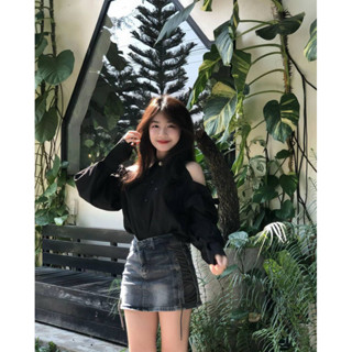 (có sẵn) Áo sơ mi tay bèo hở vai tiểu thư