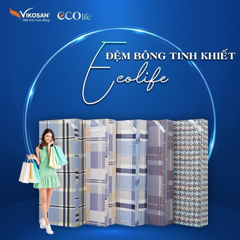 Đệm bông ép tinh khiết TC Ecolife Vikosan