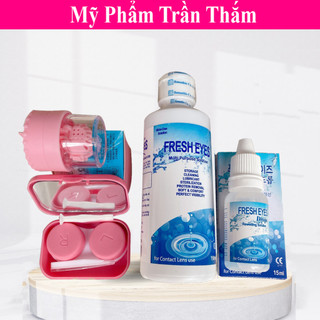 (Combo siêu tiết kiệm) Nước ngâm lens + nước nhỏ + cốc rửa + khay gương dụng cụ đeo