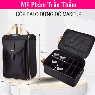 Cốp Đựng Đồ Trang Điểm Dạng Balo Viền Khóa Vàng Chuyên Nghiệp Cao Cấp