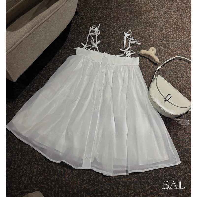 đầm babydoll váy babydoll hai dây kiểu dáng đính cúc voan tơ tiểu thư bánh bèo váy 2 dây đính nơ V266 SUTANO | BigBuy360 - bigbuy360.vn