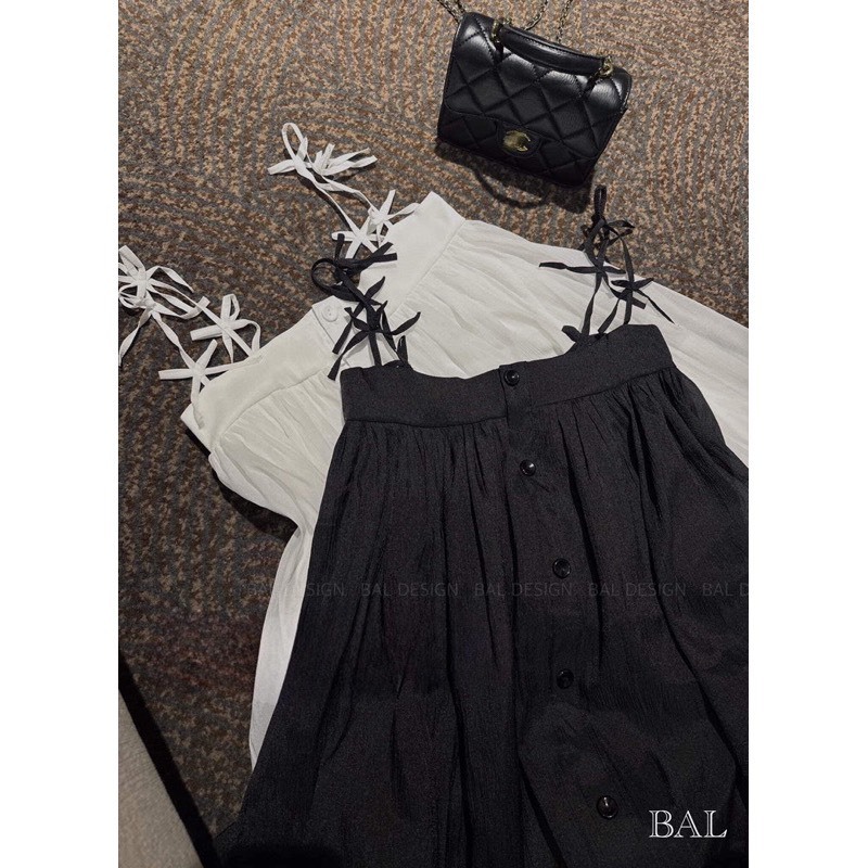 đầm babydoll váy babydoll hai dây kiểu dáng đính cúc voan tơ tiểu thư bánh bèo váy 2 dây đính nơ V266 SUTANO | BigBuy360 - bigbuy360.vn