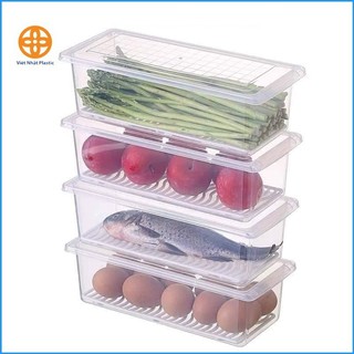 Hộp đựng thực phẩm, lưu trữ thức ăn có khay hứng nước nhựa PP cao cấp Việt Nhật