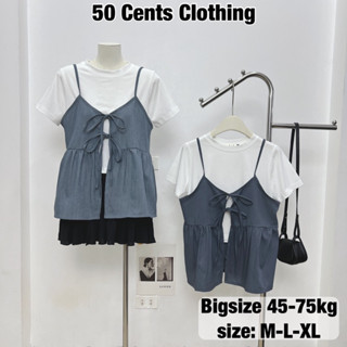 Set Áo Yếm Nữ Demin Buộc Nơ Dáng Babydoll Có Bigsize 45-75kg Phong Cách Basic Dễ Mặc Dễ Kết Hợp (50 Cents Clothing) #226