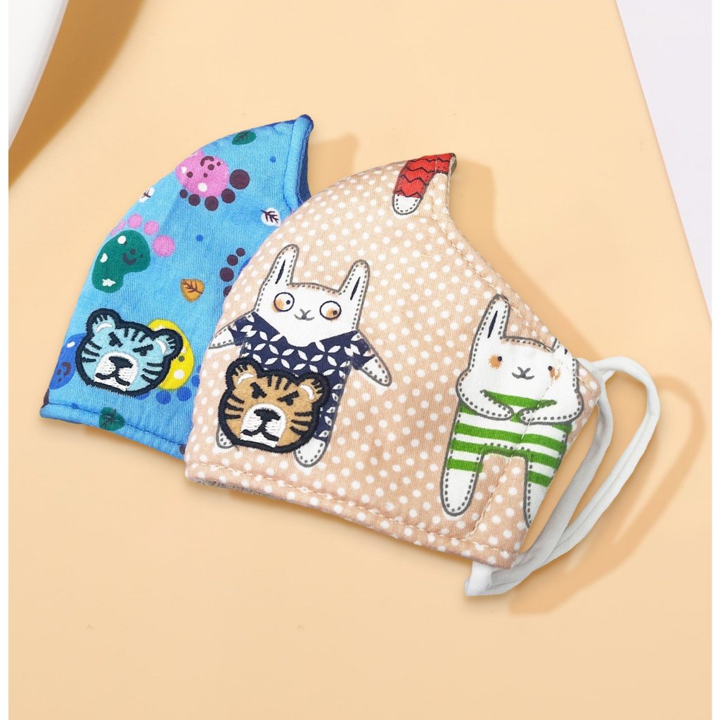 (SALE) Khẩu Trang Vải Trẻ Em Duy Ngọc bé 3-7 tuổi Bông Thú Chất liệu cotton dày dặn Ôm mặt An toàn cho bé (7956)