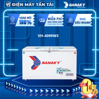 Vh-4099w3 tủ đông inverter sanaky vh-4099w3 280 lít - 1 ngăn đông 1 ngăn mát, dàn lạnh đồng, miễn phí giao hàng hcm.