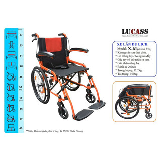 (HOẢ TỐC HCM) XE LĂN DU LỊCH SẮT SƠN LUCASS X61 (Bánh lớn - Bánh nhỏ)