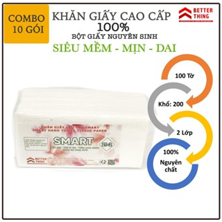 HOẢ TỐC | {Combo} 10 Gói Khăn Giấy Lau Tay Smart  ST21-2H - Giấy lau tau vệ sinh đa năng - Siêu dai và mềm