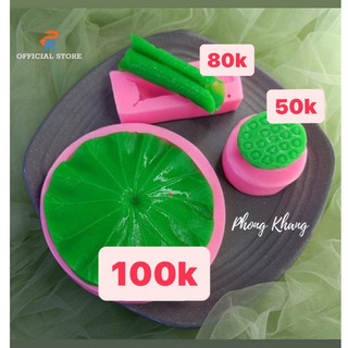 Khuôn silicone hồng phát tạo hình đài sen, cuốn sen và lá sen nước - s39, s40, s41