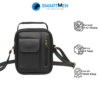 Túi đeo chéo da cao cấp smartmen dcn-66 đen - nâu