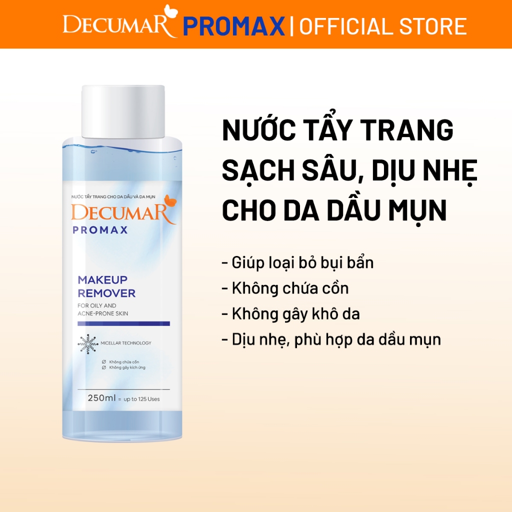 Nước tẩy trang sạch sâu dịu nhẹ cho da dầu mụn Decumar Promax - TNP01