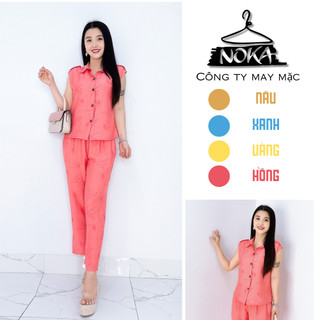 Bộ đũi tằm hoa áo cúc gài quần cạp chun có túi B977 NOKA