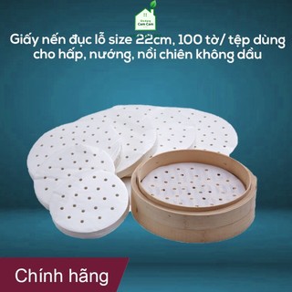 CCL099 - Combo 100 tờ giấy nến tròn đục lỗ dùng cho nồi hấp, nồi chiên không dầu - Giadungcamcam