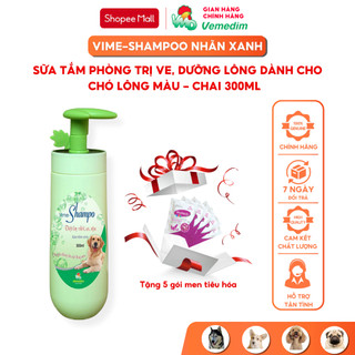 Vemedim Vime-shampo lông màu, sữa tắm diệt ve, rận, bọ chét cho chó lông màu, chai 300ml