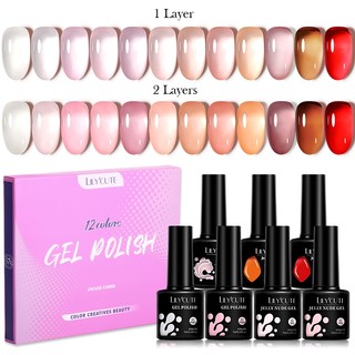 LILYCUTE Set 12 sơn gel thạch ngâm UV Light Spring Series Nail Art Bán vĩnh viễn UV Gel đánh bóng