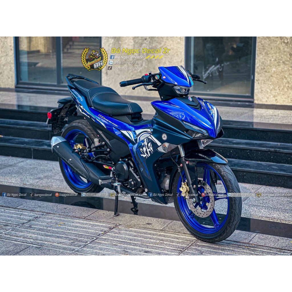 TEM RỜI CHỮ TÀU TRẮNG XANH GP DÁN XE EX155 VVA XÁM XANH GP