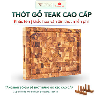 Thớt gỗ teak cao cấp thương hiệu 7COOKS size 20x30x2.5 cm,an toàn cho sức khỏe,quà tặng hấp dẫn