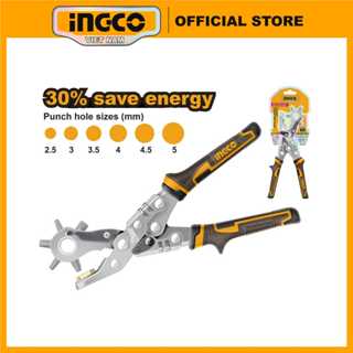 Kìm bấm lỗ INGCO HLHP028 trên chất liệu da thắt lưng (dây nịt) da Pu,... lỗ đục 2,5mm, 3 mm, 3,5 mm, 4 mm, 4,5 mm, 5 mm