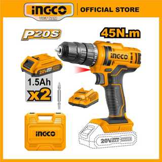 Máy khoan sắt, khoan gỗ, siết vít dùng pin ingco cdli20028 kèm 2 pin 1.5ah 1 sạc và hộp nhựa giá rẻ mô-men xoắn 45nm