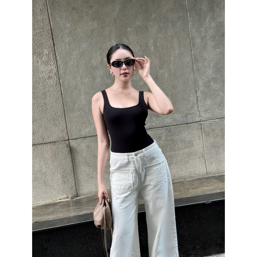 Quần jeans nữ NICOOL dáng suông dài ống loe rộng lưng cao màu trắng basic sang trọng N41-Q54 | BigBuy360 - bigbuy360.vn