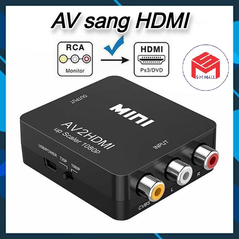 [AV to HDMI] Bộ chuyển đổi Video AV sang HDMI 1080p Công cụ chuyển đổi tổng hợp Tương thích HDMI với