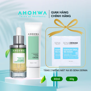 Combo Ngừa Mụn, Giảm Thâm Mụn AHOHWA Control Clear Cream 50ml, AHOHWA Ampoule Calming 50ml