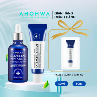 Combo Dưỡng Trắng Chống Lão Hoá AHOHWA Elazulene Peptablue 50ml & AHOHWA Anti-Aging Cream 50ml